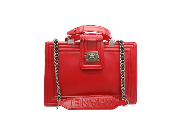 7A Chanel A30160 Red Calfskin Large Le Boy Shoulder Bag Silver Hardware Online